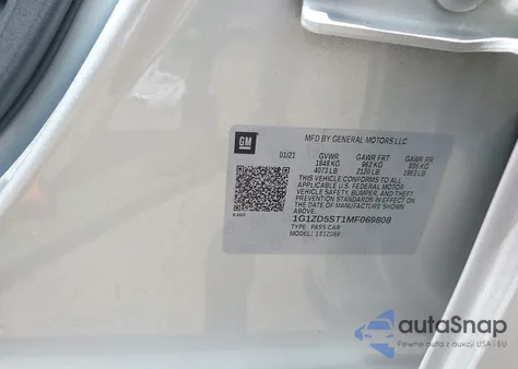 2021 Chevrolet Malibu Fwd Lt z USA, uszkodzony, nr VIN 1G1ZD5ST1MF069808